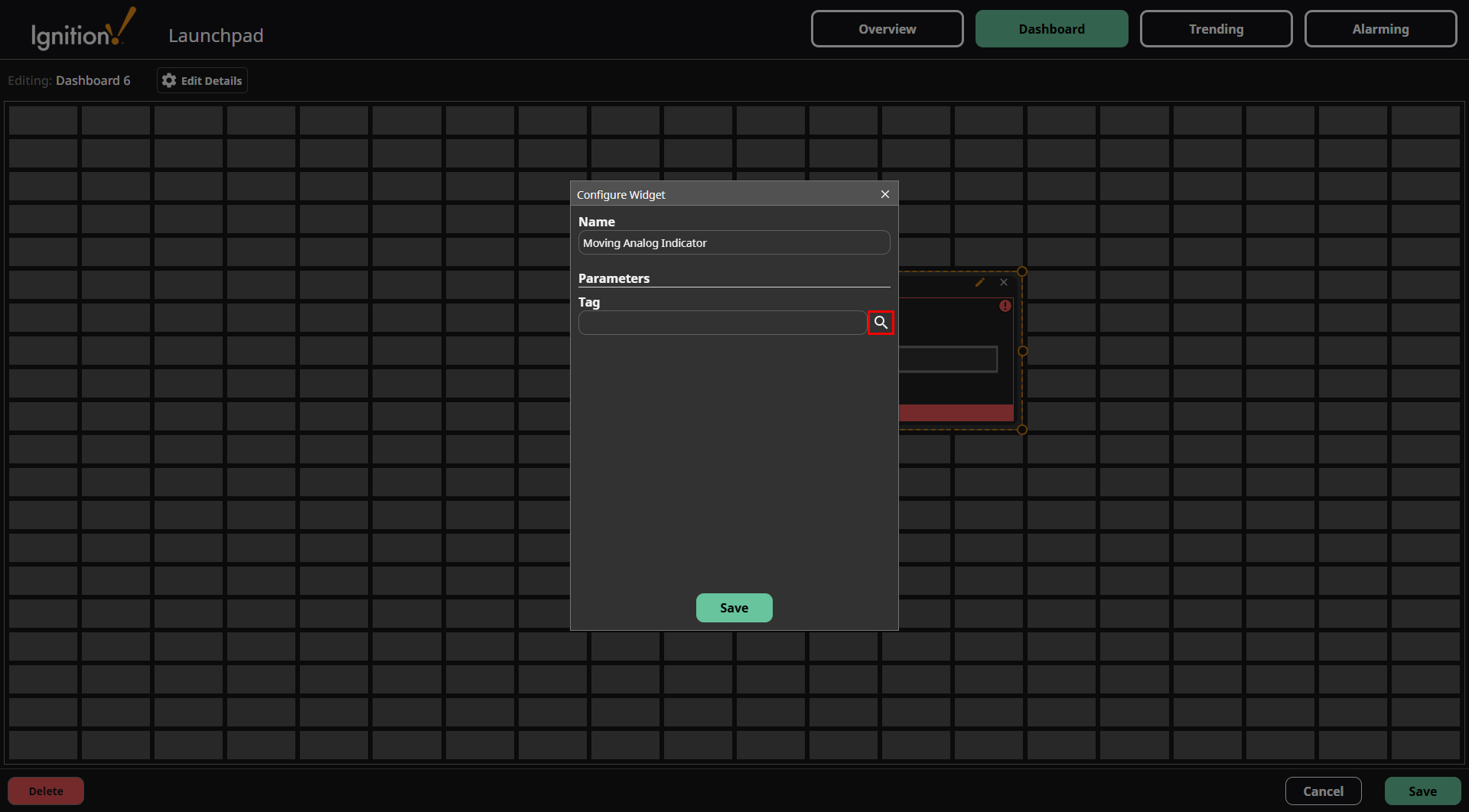 Dashboard Configure Widget