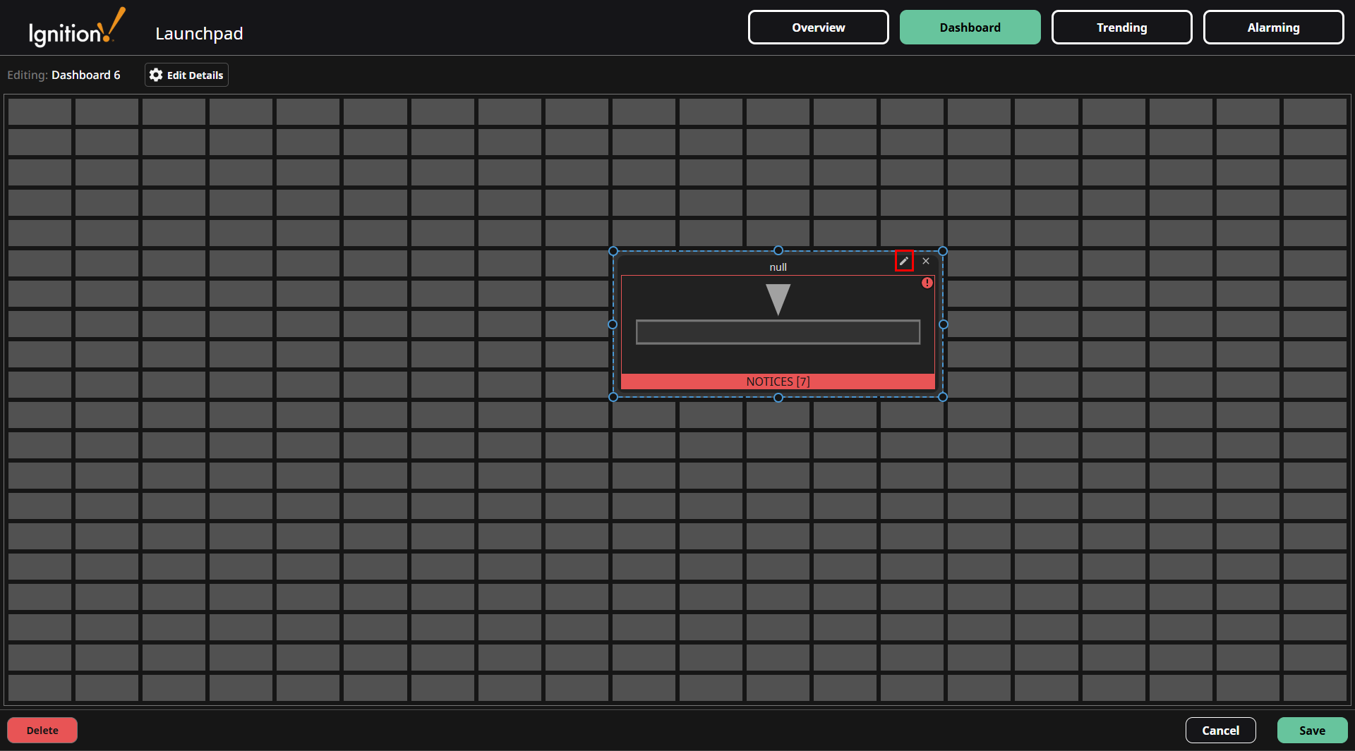 Dashboard New Widget
