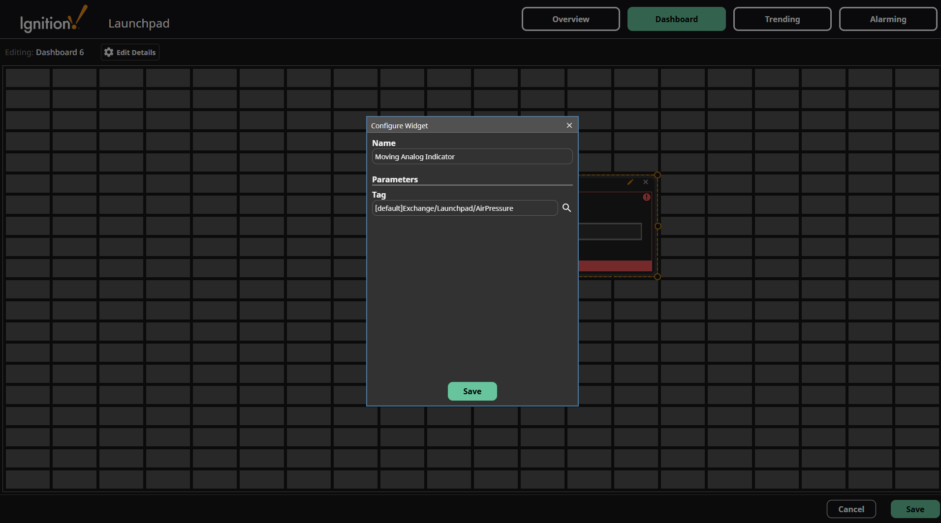 Dashboard Save Widget