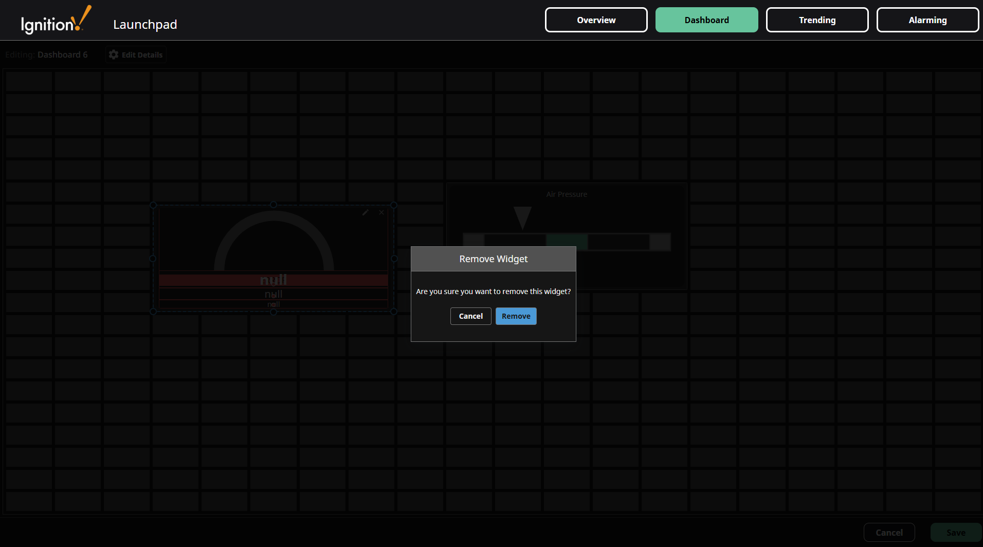 Dashboard Delete Widget Confirm