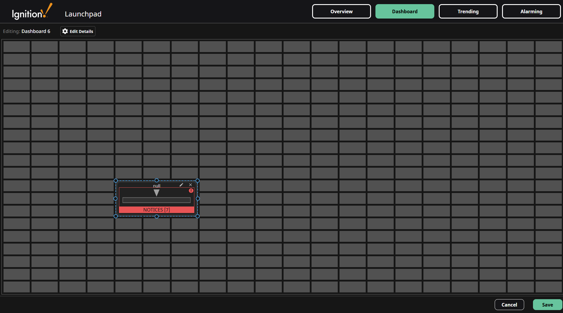 Dashboard Widget Size Position